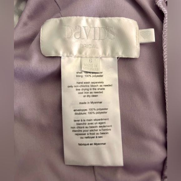 Davids Bridal One Shoulder Strap Lilac Purple Chiffon Dress - Picture 3 of 3